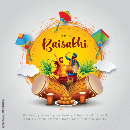 Happy Baisakhi festival of Punjab India background. abstract vector illustration banner design