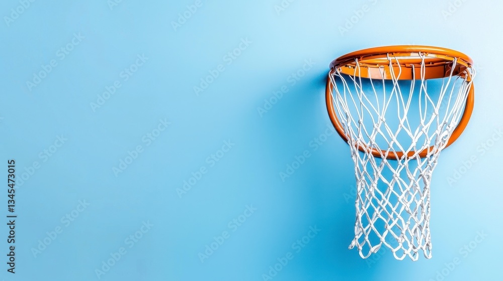 Orange Basketball Hoop and Net on Light Blue Background Orange Basketball Hoop and Net on Light Blue Background