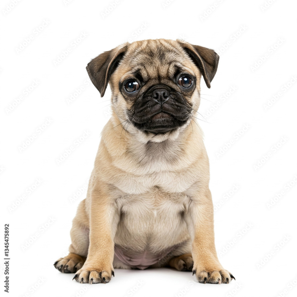 pug puppy isolated on white background. Pug puppy sitting isolated on white background. pug puppy isolated on white background. Pug puppy sitting isolated on white background.