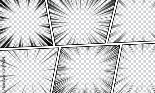 Comic Book Action Layout Background With Illustrations a strong comic-like page layout background with halftones, dynamic textures and action speed effects