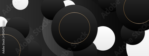 trendy black and white circle shapes abstract geometric background style vector illustration, for presentation design, wallpaper, or website background