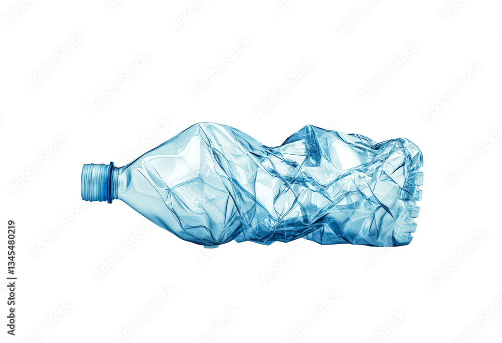 Obraz premium Crumpled plastic bottle isolated on transparent background