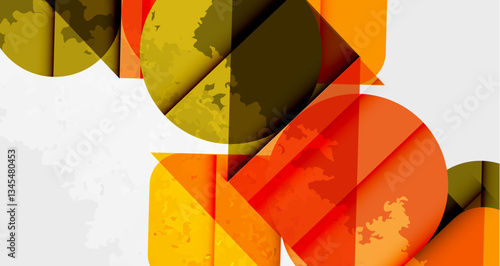 Squares, circles and triangles and grainy noisy texture. Vector Illustration For Wallpaper, Banner, Background, Card, Book Illustration, landing page