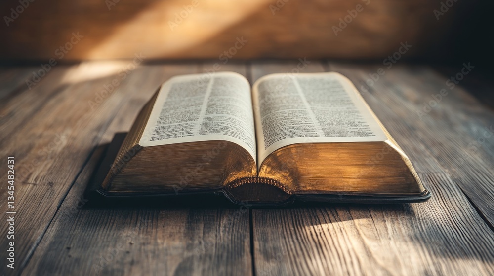 Obraz premium Bible on Desk in Soft Light