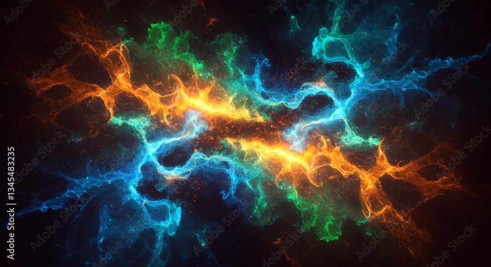 Abstract Energy Collision, Vibrant Colors Clashing Abstract Energy Collision, Vibrant Colors Clashing