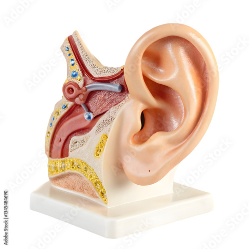 Human Ear Anatomy Model isolated on transparent background