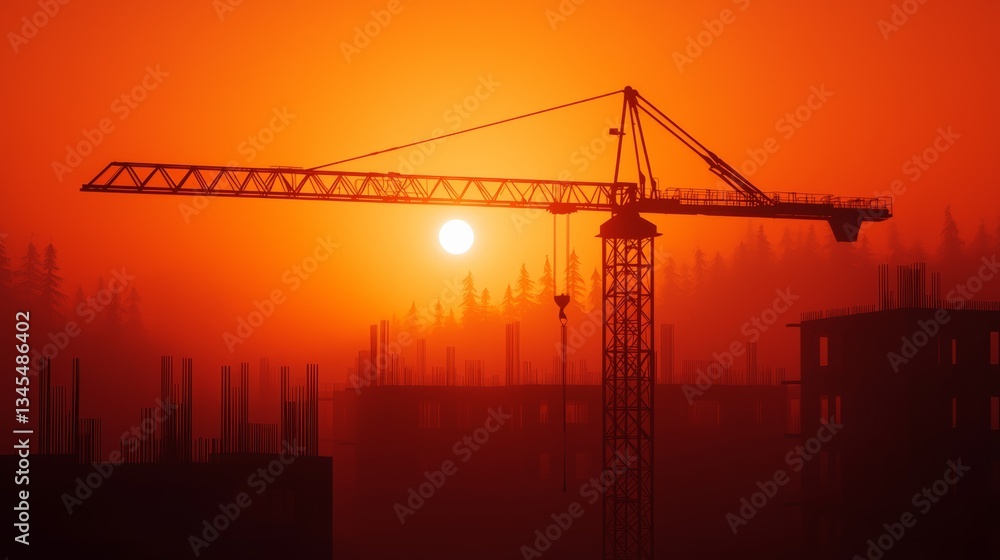 Construction progress of a high-rise building under construction by engineers at sunset urban landscape conceptual photography stunning viewpoint Construction progress of a high-rise building under construction by engineers at sunset urban landscape conceptual photography stunning viewpoint