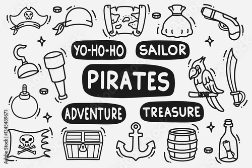 set of pirates doodle good for background, wallpaper, element design, icon, etc