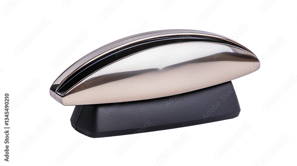 Retro Telephone Icon: A sleek, silver retro-style telephone receiver sits poised on a black base, embodying a blend of classic design and contemporary minimalism. Retro Telephone Icon: A sleek, silver retro-style telephone receiver sits poised on a black base, embodying a blend of classic design and contemporary minimalism.