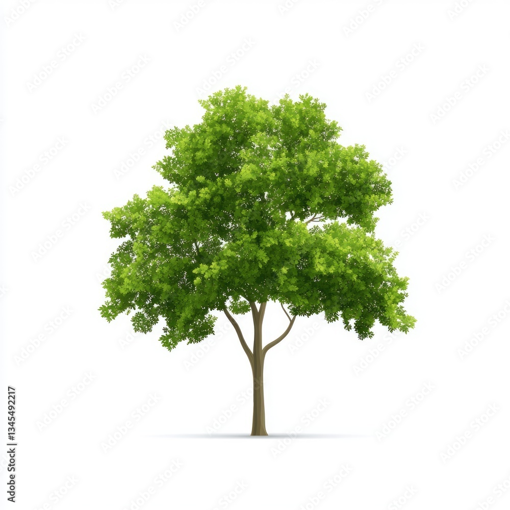 Fototapeta premium Green tree illustration against white background