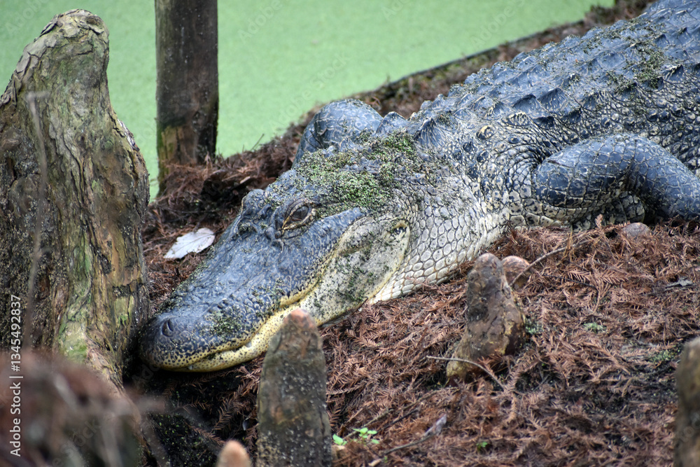 Fototapeta premium Alligator in swamp habitat