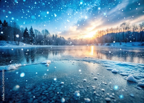 Wallpaper Mural Breathtaking winter scene: frozen lake reflects delicate snowfall. Icy beauty. Torontodigital.ca