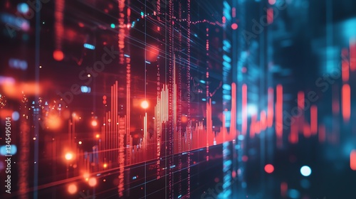 Wallpaper Mural Abstract Stock Market Data with Red Chart Lines and Digital Background Torontodigital.ca