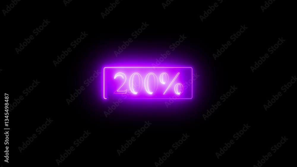 Glowing 200% increase icon animation – success and performance boost symbol Glowing 200% increase icon animation – success and performance boost symbol