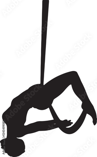 Aerial yoga Silhouette, cute Aerial Hoop Vector Silhouette,  Aerial Hoop vector Silhouette, Aerial Hoop icon Silhouette & Aerial Hoop vector