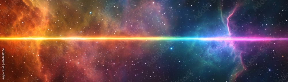Fototapeta premium Vibrant Cosmic Nebula with Colorful Swirls and Starry Background