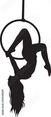 Aerial yoga Silhouette, cute Aerial Hoop Vector Silhouette,  Aerial Hoop vector Silhouette, Aerial Hoop icon Silhouette & Aerial Hoop vector