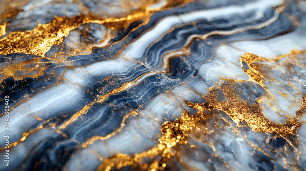 Golden Veins of Stone: A macro shot of a luxurious stone surface, showcasing intricate veins of gold amidst a cool-toned, polished base, reflecting an opulent texture. Golden Veins of Stone: A macro shot of a luxurious stone surface, showcasing intricate veins of gold amidst a cool-toned, polished base, reflecting an opulent texture.