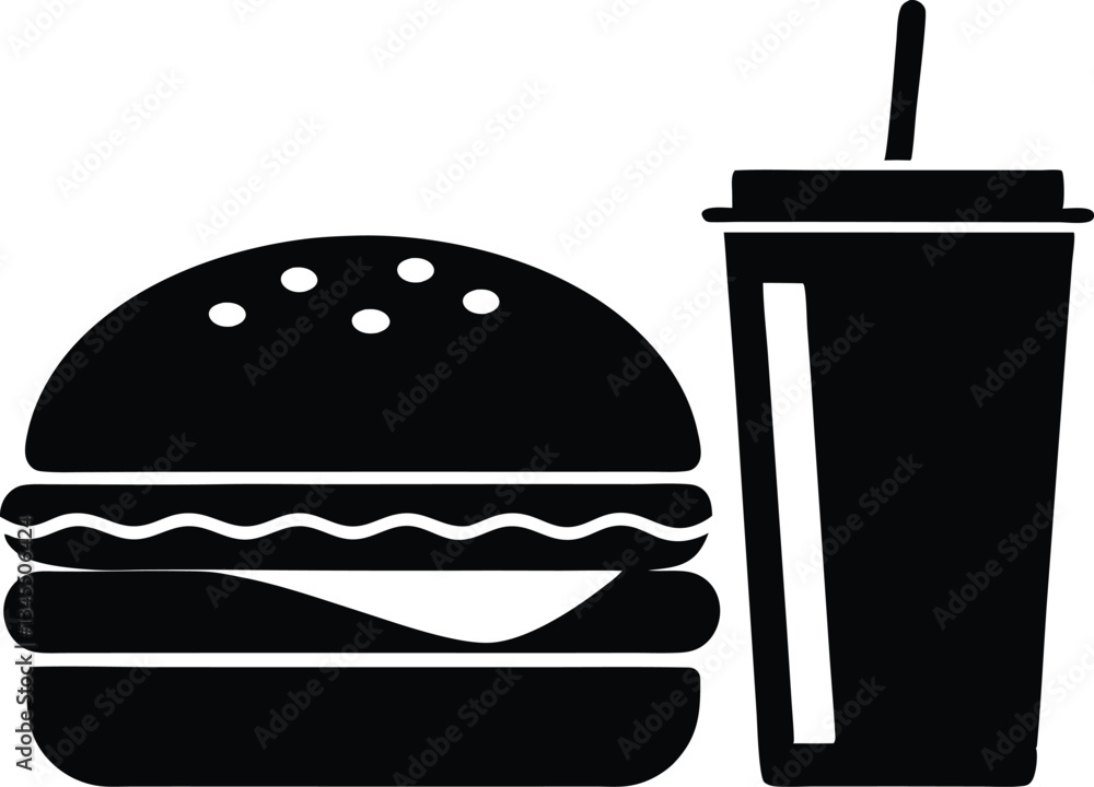 Burger and drink silhouette vector, Fast Food icon vector
Burger and drink silhouette vector, Fast Food icon vector