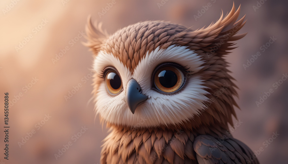 Fototapeta premium Glamour portrait of cute kawaii eagle cartoon with big eyes created with generative ai