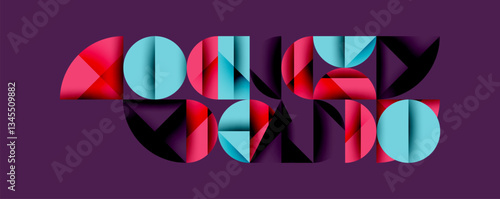 Abstract geometric pattern with intersecting circles and triangles in gradients. The high-contrast composition creates depth and a dynamic, modern aesthetic