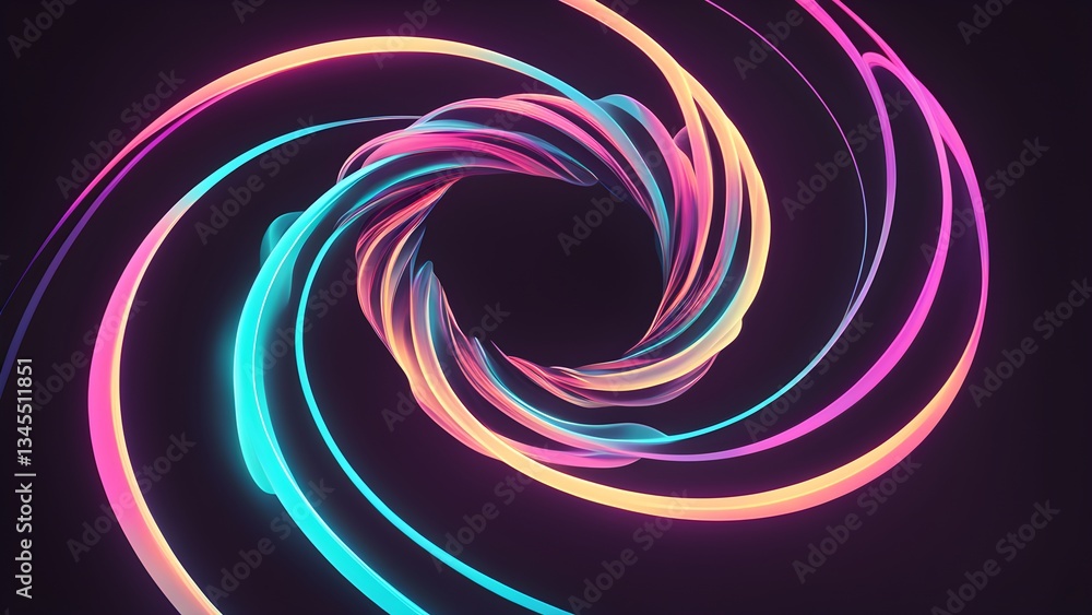 Vibrant, swirling neon lights create a hypnotic vortex color energy.