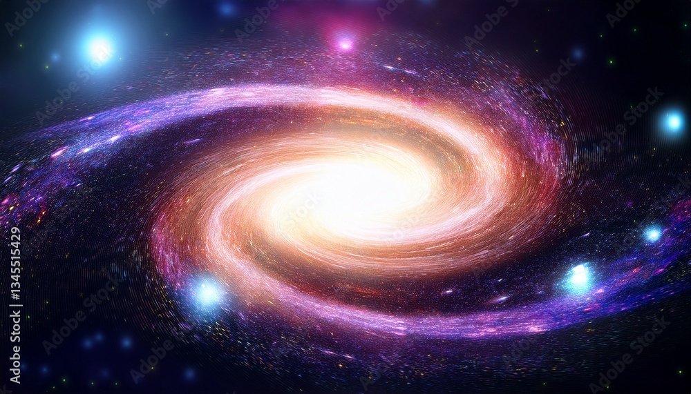 an intense digital visualization of a spiral galaxy bathed in colorful bokeh light an intense digital visualization of a spiral galaxy bathed in colorful bokeh light