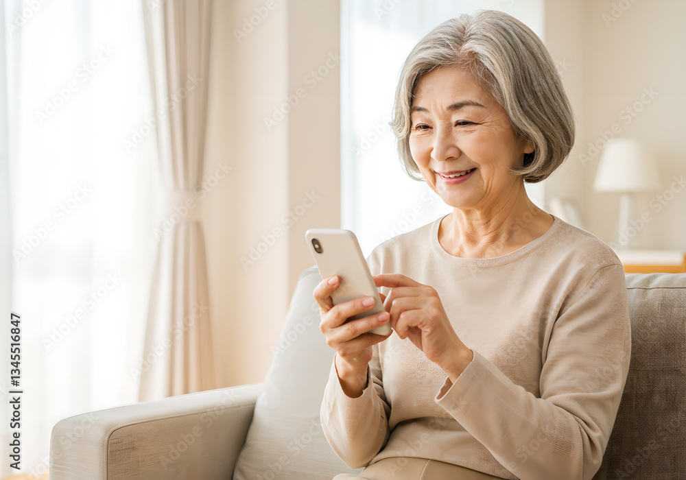 senior woman using a smartphone, AI generated senior woman using a smartphone, AI generated