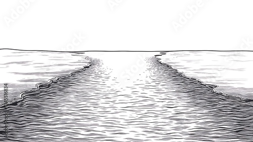 Wallpaper Mural Serene ocean sketch featuring tranquil water with distant horizon, art background Torontodigital.ca