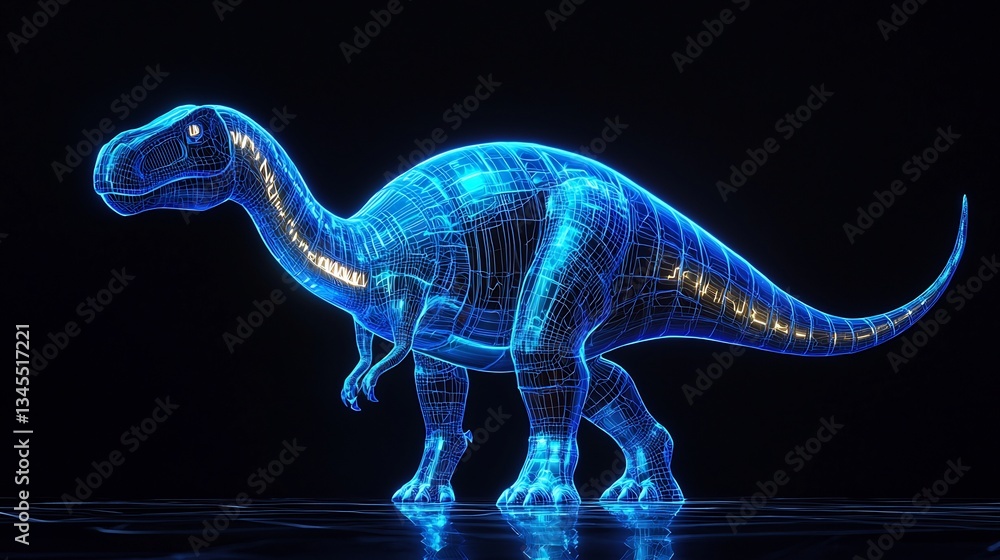 Fototapeta premium Sleek modern design of a stylized Brontosaurus ideal for tech or futuristic branding