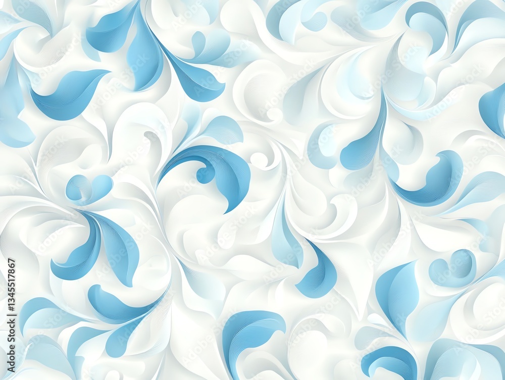 Elegant Swirl Pattern with Light Blue and White Abstract Floral Design Elegant Swirl Pattern with Light Blue and White Abstract Floral Design