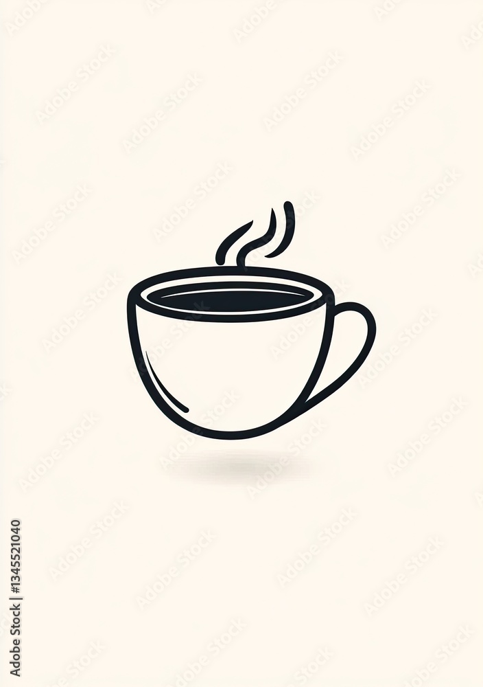 Simple line art illustration of a steaming cup of coffee or tea. Simple line art illustration of a steaming cup of coffee or tea.