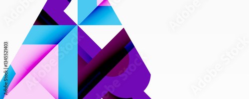 Abstract geometric artwork with interwoven angular and curved shapes, dynamic composition with smooth gradients and bold contrasts