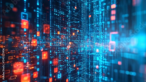 Wallpaper Mural Digital data stream flowing through futuristic server room Torontodigital.ca