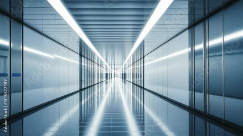 Modern architectural corridor with ambient lighting, isolated, clean