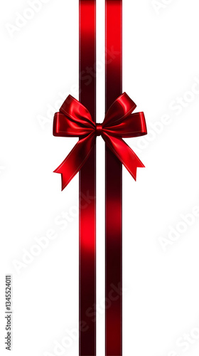 Illustration of a Red Decorative Bow and Ribbon for Gift Wrapping on a Transparent Background with Festive Celebration Holiday Theme for Christmas New Year or Valentine