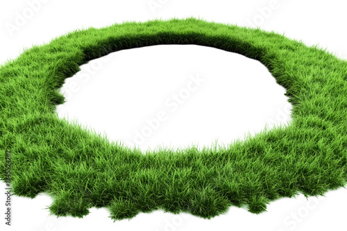 Illustration of a Green Grass Circle Frame Nature Background, Vibrant Circular Border Made of Lush Green Grass for a Natural and Ecological Design Element with a Transparent Backdrop