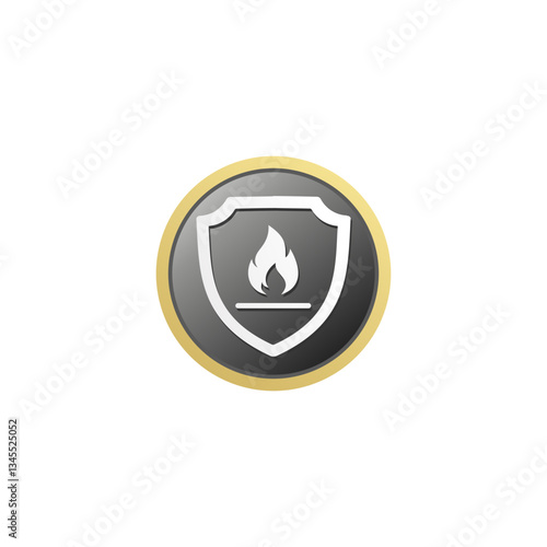 Fireproof material icon or sign vector EPS. Best fireproof material label for product packaging design element.