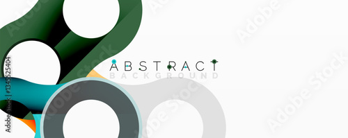 Abstract circle element composition with overlapping circular and tubular shapes featuring smooth gradients, transparency effects, and dynamic layering