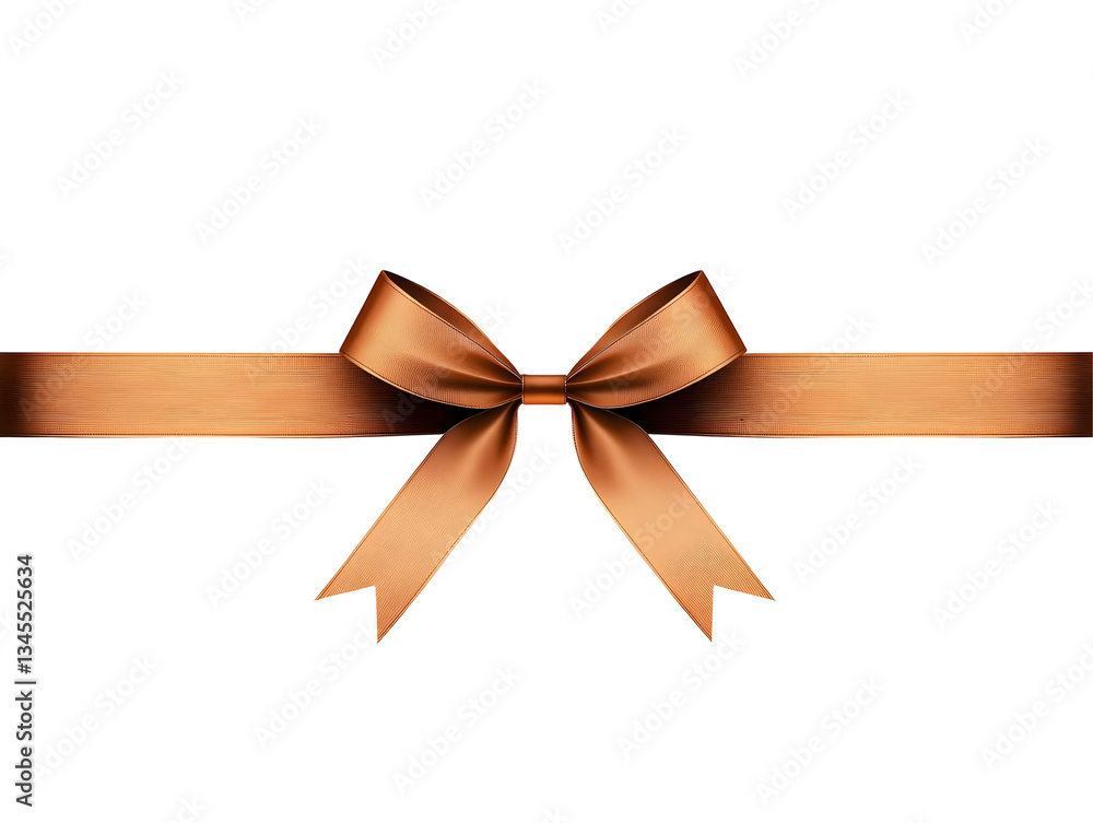 Fototapeta premium Illustration of Bronze Ribbon Bow Decoration with Transparent Background for Gift and Celebration Design Element
