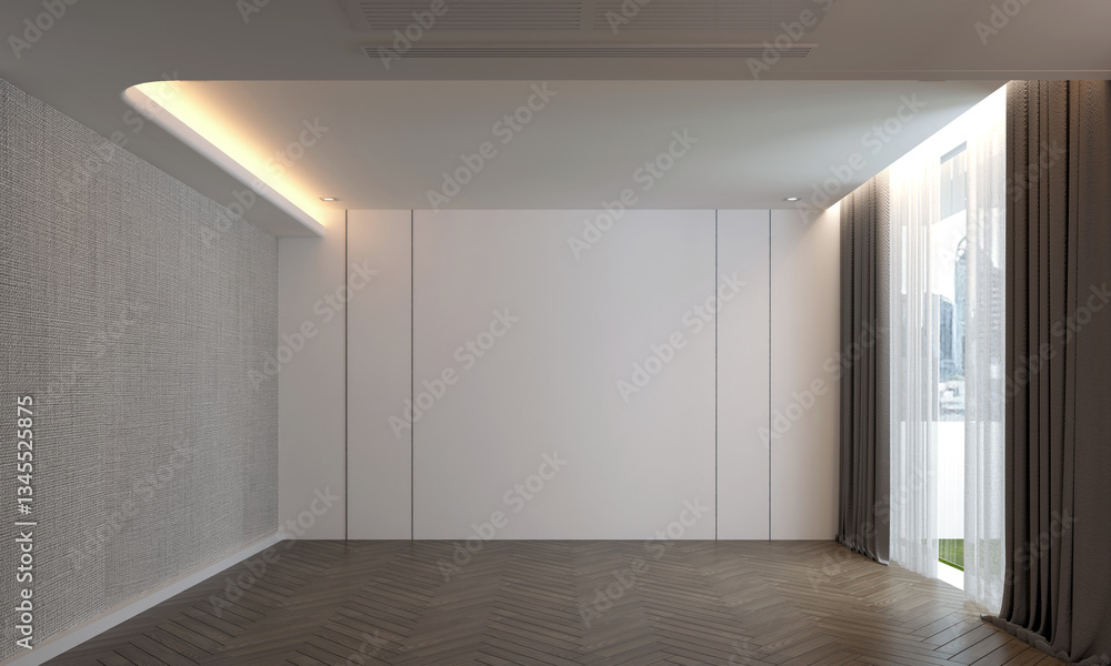 Fototapeta premium Home and decor and cozy living room interior design and white wall background and cozy sofa design. 3D rendering.