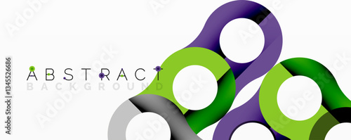 Abstract geometric pattern with interlocking circular and tubular shapes featuring smooth gradients, sharp contrasts, and dynamic layering