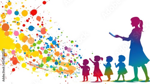 Creative Mom Leading Fun Craft Session with Children