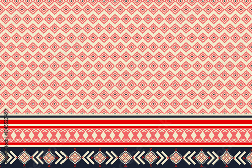 Geometric Diamond and Ethnic Pattern Fabric Design