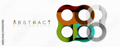 Abstract geometric pattern with interlocking circular and tubular shapes featuring smooth gradients, sharp contrasts, and dynamic layering