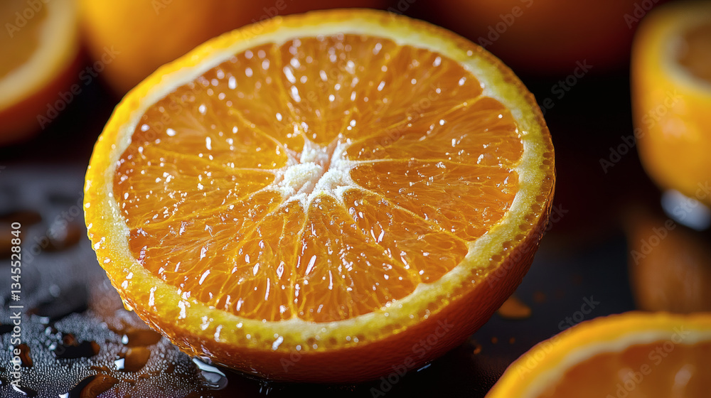 Citrus Burst: A cross-section of a juicy orange displays its vibrant segments, complemented by a close-up shot of the fruit. The image is awash with the natural radiance of fresh produce Citrus Burst: A cross-section of a juicy orange displays its vibrant segments, complemented by a close-up shot of the fruit. The image is awash with the natural radiance of fresh produce
