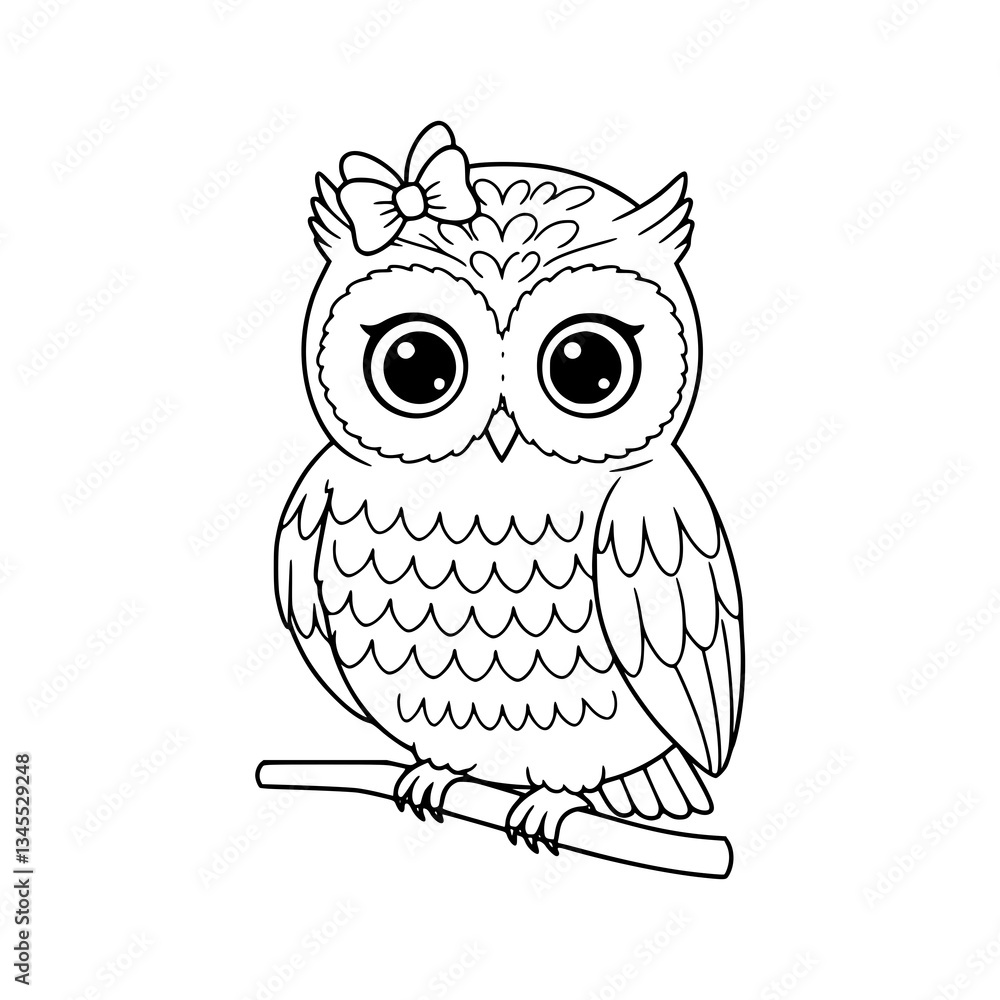 Fototapeta premium Owl Drawing illustration for coloring book