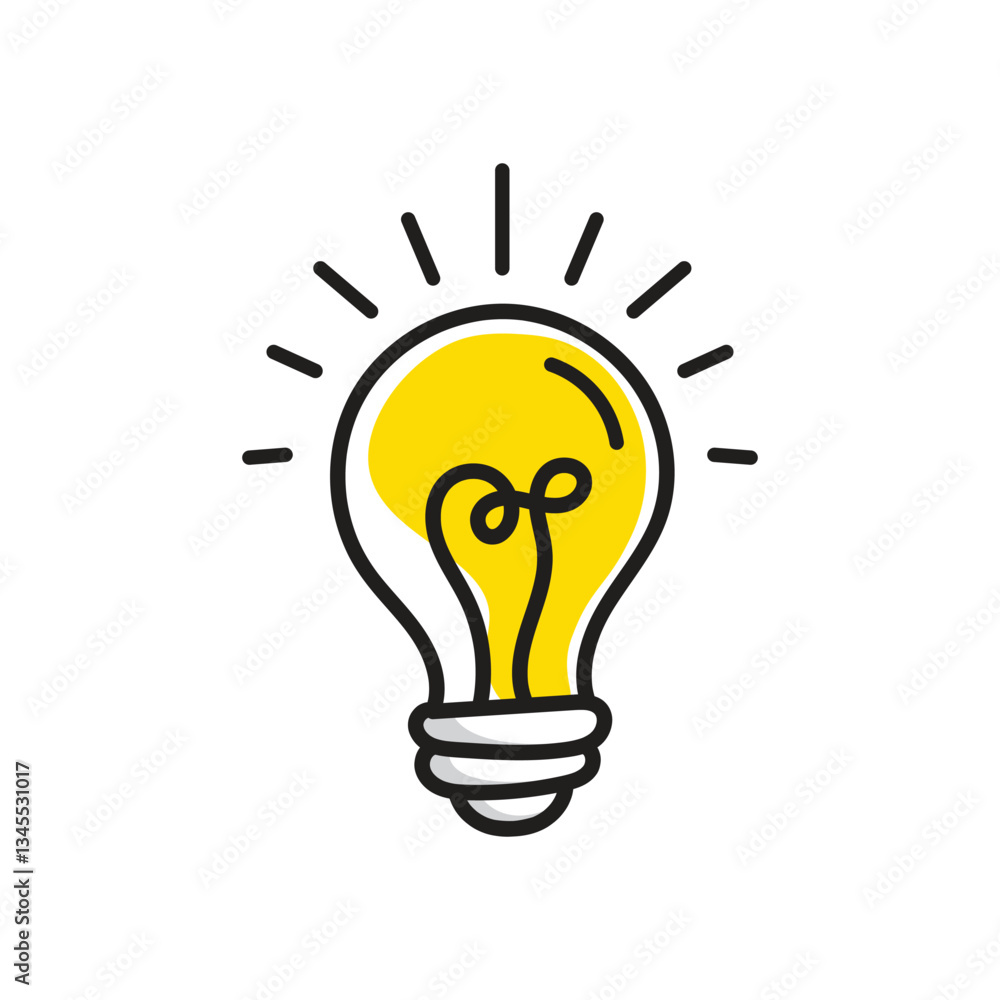 Hand drawn light bulb continuous line doodle cartoon illustration.symbol of business idea ,inspiration concept Hand drawn light bulb continuous line doodle cartoon illustration.symbol of business idea ,inspiration concept