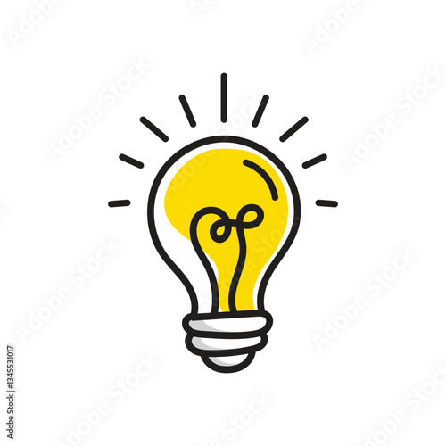 Hand drawn light bulb continuous line doodle cartoon illustration.symbol of business idea ,inspiration concept