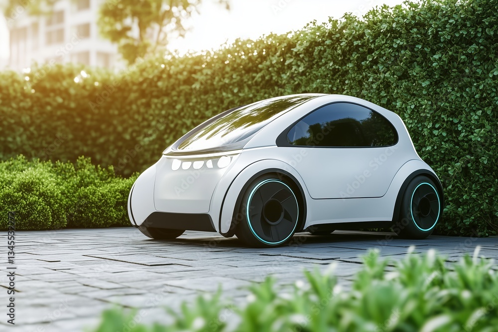 The minimalist concept of an environmentally friendly electric car The minimalist concept of an environmentally friendly electric car
